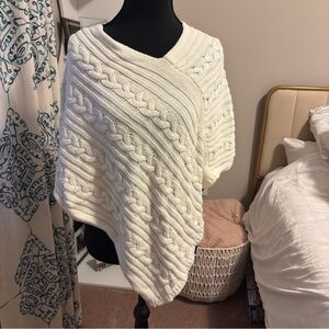 LOFT Cream Cable Knit Poncho